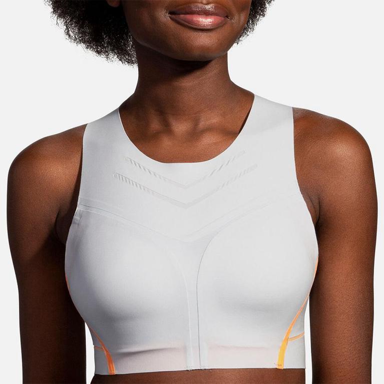 Brooks Dare High-Neck Run Womens Running Bra - White - Indonesia (MARJ-41268)